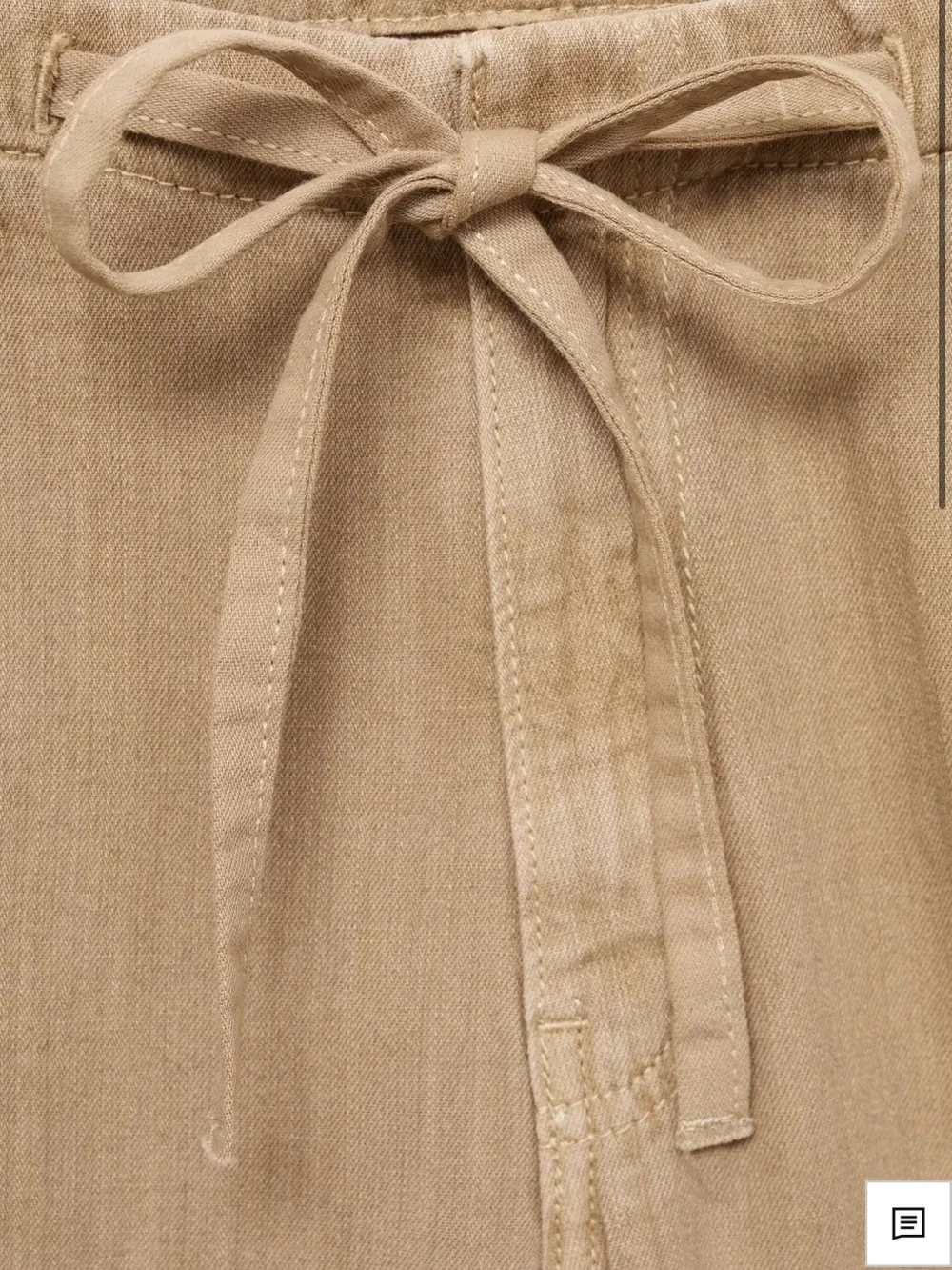 Mango Wide-Leg Drawstring Pants in Tan
